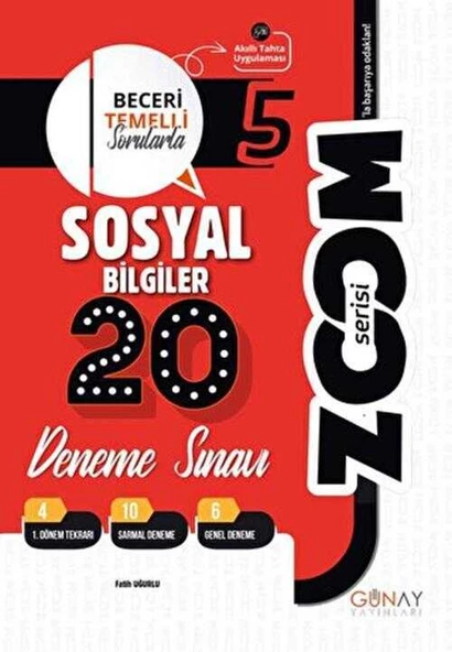 5. Sınıf Sosyal Bilgiler Zoom Serisi 20 Deneme Günay Yayınları