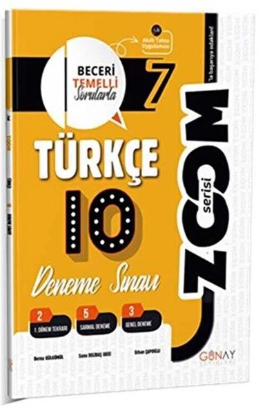 7. Sınıf Türkçe Zoom Serisi 10 Deneme Günay Yayınları