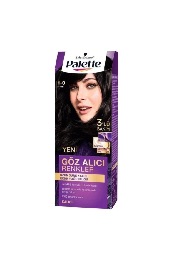 Palette Yoğun Göz Alcı Renkler Krem Saç Boyası 1-0 Siyah ürün görseli