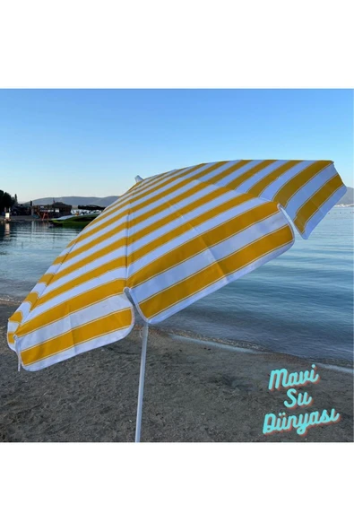 Plaj Şemsiyesi (Pamuk Kumaş) Deniz, Balkon, Bahçe (Bidonsuz) 2 Metre, 10 Telli - 4