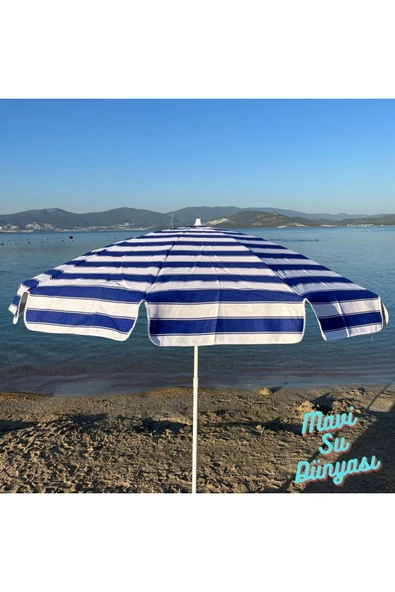 Plaj Şemsiyesi (Pamuk Kumaş) Deniz, Balkon, Bahçe (Bidonsuz) 2 Metre, 10 Telli - 3