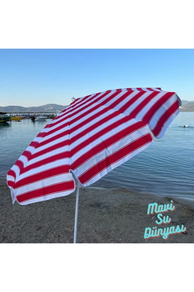 Plaj Şemsiyesi (Pamuk Kumaş) Deniz, Balkon, Bahçe (Bidonsuz) 2 Metre, 10 Telli - 8