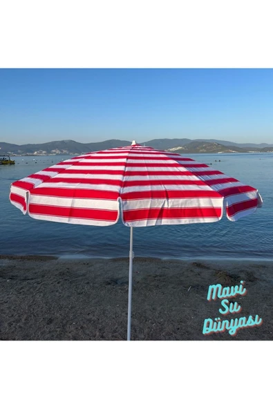Plaj Şemsiyesi (Pamuk Kumaş) Deniz, Balkon, Bahçe (Bidonsuz) 2 Metre, 10 Telli - 2
