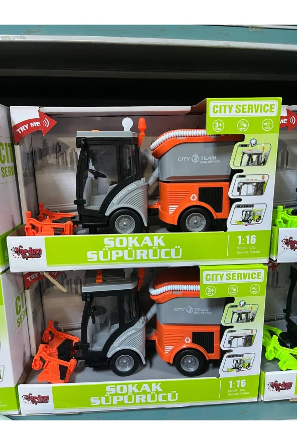 Sürtmeli Sesli Işıklı Turuncu Renk Temizlik Arabası ürün görseli