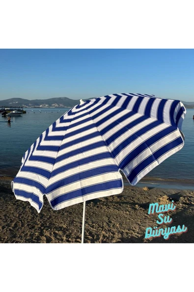 Plaj Şemsiyesi (Pamuk Kumaş) Deniz, Balkon, Bahçe (Bidonsuz) 2 Metre, 10 Telli - 6