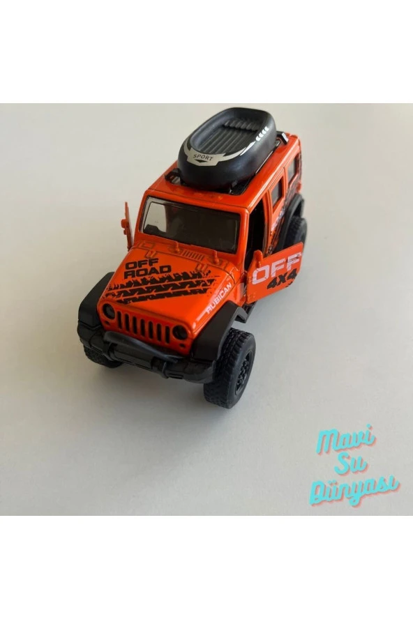 Çek Bırak Metal Turuncu Renk Araba 4x4 Offroad Jeep Kapılar Açılır Araba - Resim 5