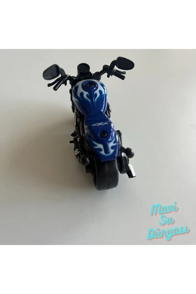 Çek Bırak Metal Küçük Boy Mavi Renk Motosiklet - 3