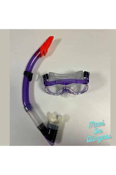 Yüzücü Profesionel Şnorkel Set Mor Renk - 3