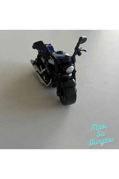 Çek Bırak Metal Küçük Boy Mavi Renk Motosiklet - 4