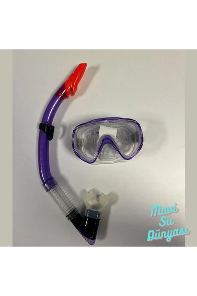 Yüzücü Profesionel Şnorkel Set Mor Renk - 2