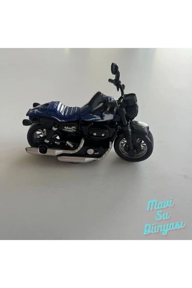 Çek Bırak Metal Küçük Boy Mavi Renk Motosiklet
