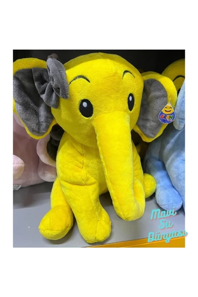 Peluş Kurdaleli Nazlı Fil 50 Cm - Mavi Su Dünyası - Resim 3