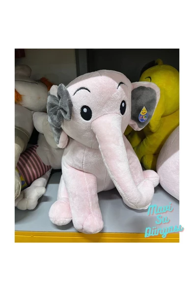 Peluş Kurdaleli Nazlı Fil 50 Cm - Mavi Su Dünyası ürün görseli