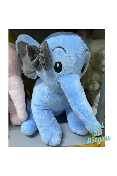 Peluş Kurdaleli Nazlı Fil 50 Cm - Mavi Su Dünyası - Resim 2