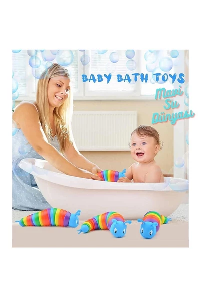 Tırtıl Oyuncağı 15 Cm Sök Tak Eğlenceli, Stres Ve Anksiye Giderici Özellikli - Mavi Su Dünyası - 4