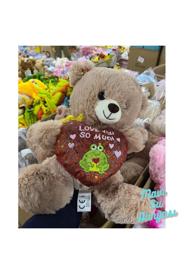 Peluş 30 Cm Kalpli Ayıcık Love You So Much - Mavi Su Dünyası ürün görseli