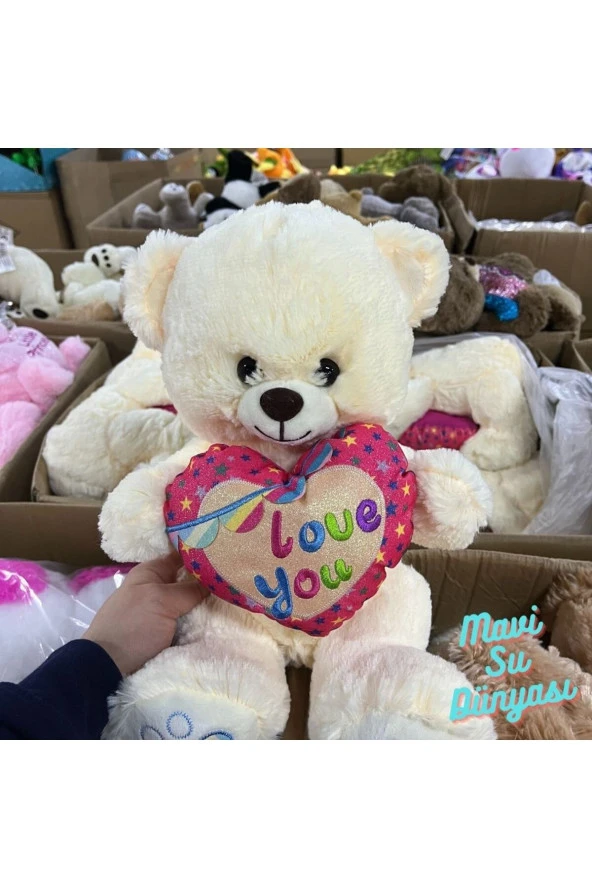 Peluş 30 Cm Kalpli Ayıcık Love You So Much - Mavi Su Dünyası - Resim 2