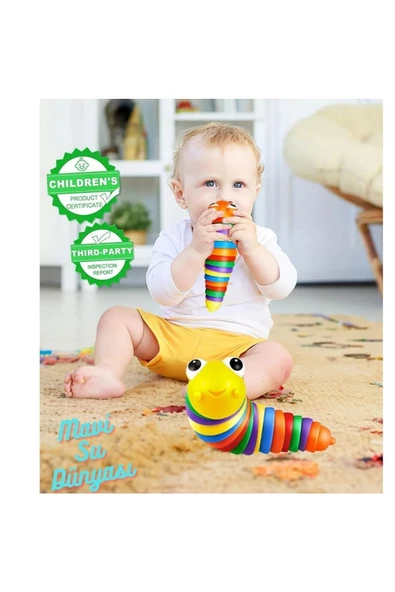 Tırtıl Oyuncağı 15 Cm Sök Tak Eğlenceli, Stres Ve Anksiye Giderici Özellikli - Mavi Su Dünyası - 5