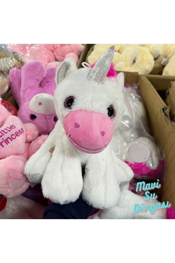 Peluş Unicorn Beyaz Renkli 25 Cm - Mavi Su Dünyası