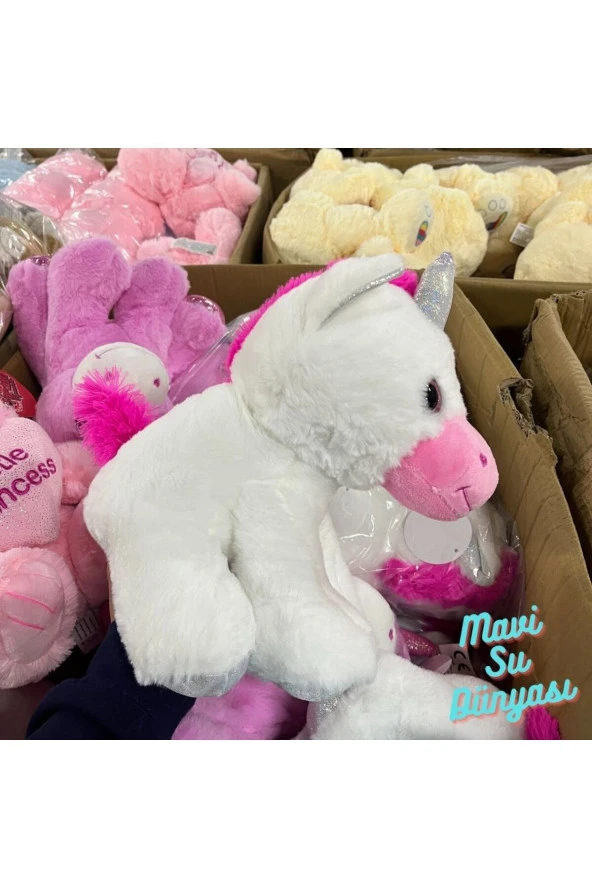 Peluş Unicorn Beyaz Renkli 25 Cm - Mavi Su Dünyası - 2