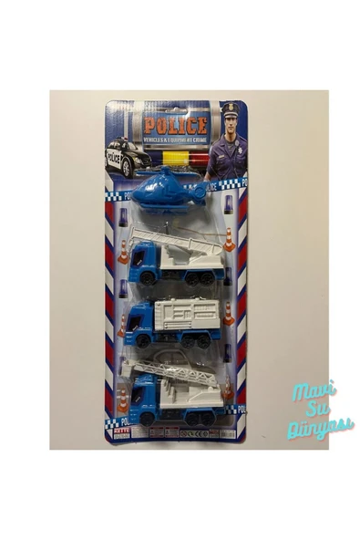 Küçük Polis Araçları 4 lü Set - Mavi Su Dünyası