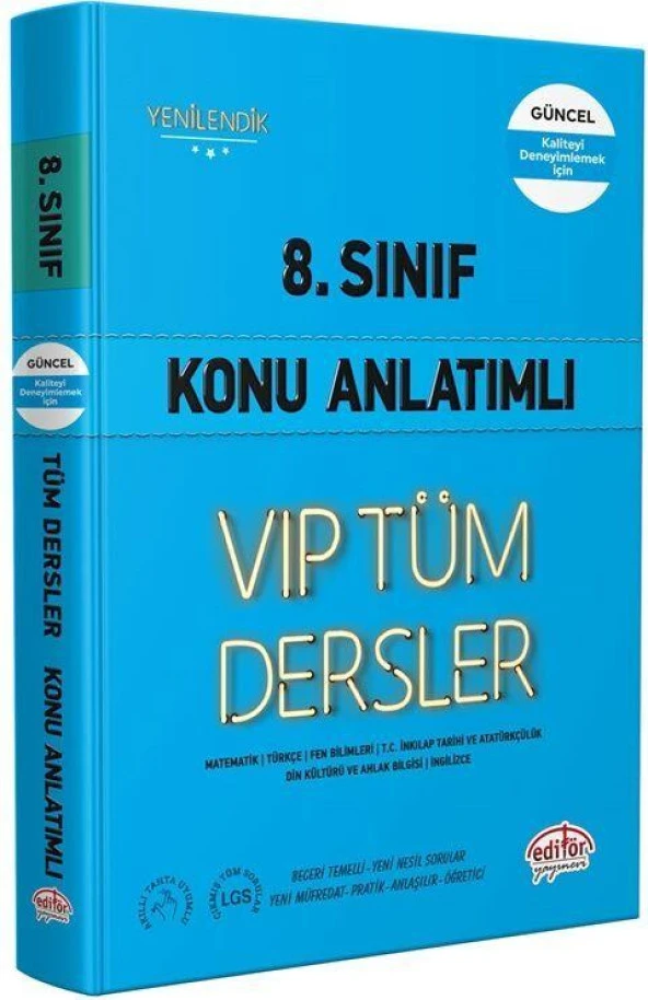 8. Sınıf VİP Tüm Dersler Konu Anlatımlı Editör Yayınları