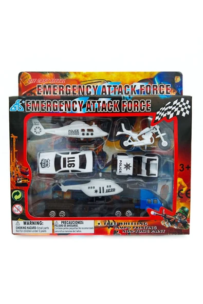 Kutuda Beyaz Helikopter Motor Araba ve Tır Polis Seti ürün görseli
