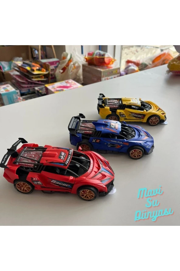 Çek Bırak Sesli Sarı Renk Araba - Mavi Su Dünyası - Resim 2