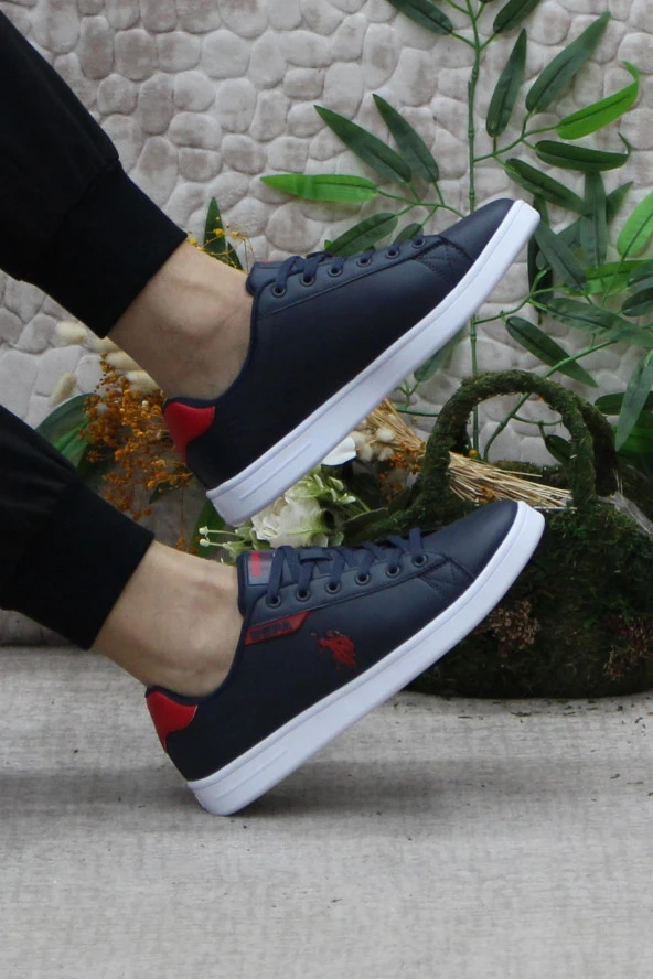 U.S. Polo Assn. Costa Lacivert Kırmızı Orijinal Ürün Sneaker Erkek Ayakkabı - 5
