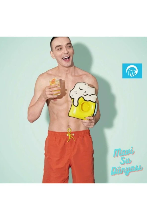 Şişme Deniz Bardaklık, Havuz Bardaklık Bira Desenli- Mavi Su Dünyası