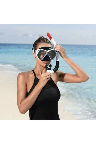 Yetişkin Dominator Pro Şnorkel Set Beyaz Renk 14 Yaş Üzeri - Mavi Su Dünyası