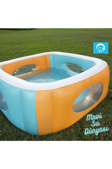 Havuz Pencereli Kare 168 Cm x 58 Cm - Mavi Su Dünyası - 2