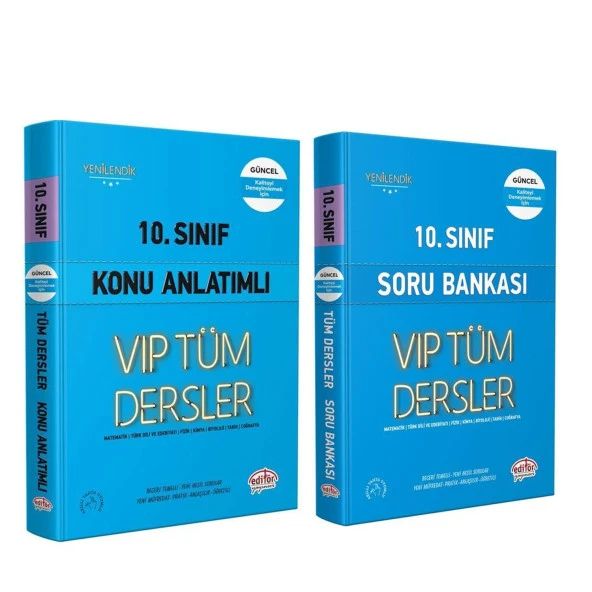 Editör Yayınları 10.Sınıf VİP Tüm Dersler Konu ve Soru Seti 2 Kitap