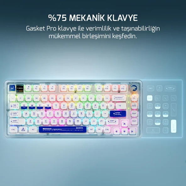 GamePower Gasket Pro X RGB Wireless/Bluetooth/Kablolu Mekanik Hot-Swap Yağlı Switch Gasket Gaming Klavye - Resim 2