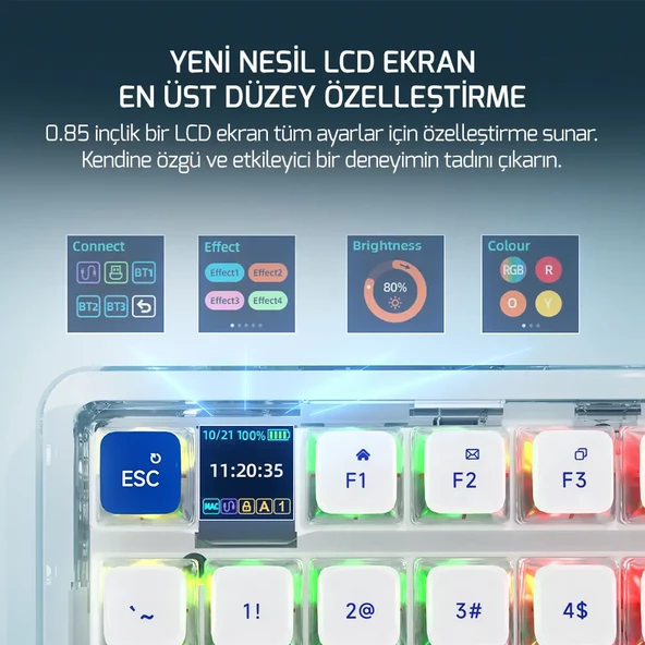 GamePower Gasket Pro X RGB Wireless/Bluetooth/Kablolu Mekanik Hot-Swap Yağlı Switch Gasket Gaming Klavye - Resim 4