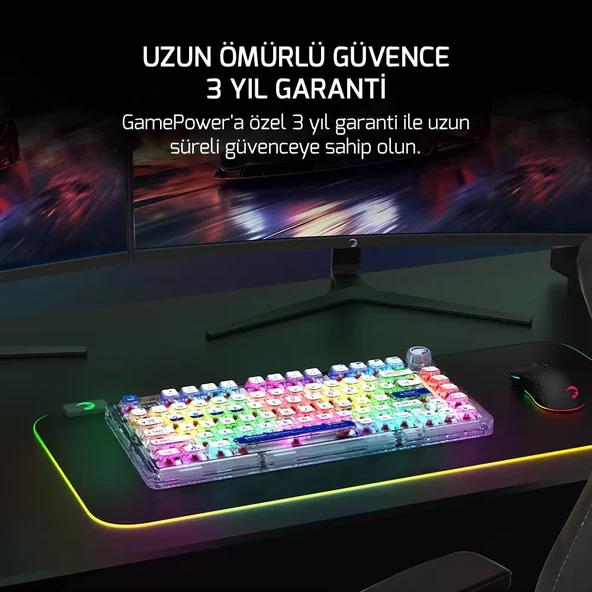 GamePower Gasket Pro X RGB Wireless/Bluetooth/Kablolu Mekanik Hot-Swap Yağlı Switch Gasket Gaming Klavye - Resim 10