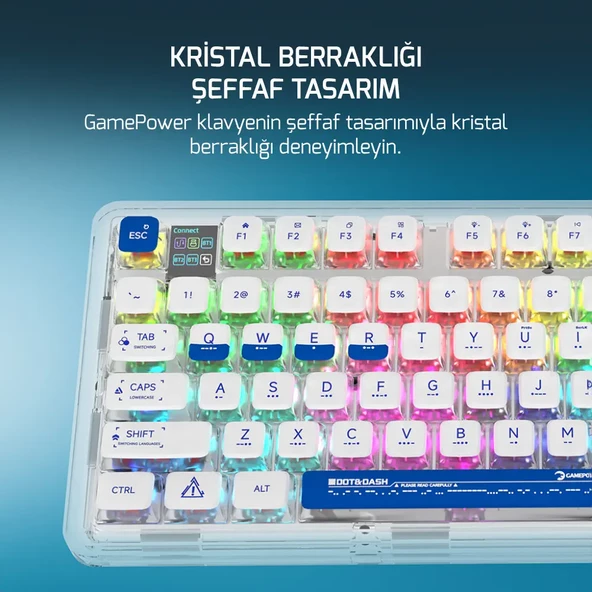 GamePower Gasket Pro X RGB Wireless/Bluetooth/Kablolu Mekanik Hot-Swap Yağlı Switch Gasket Gaming Klavye - Resim 9