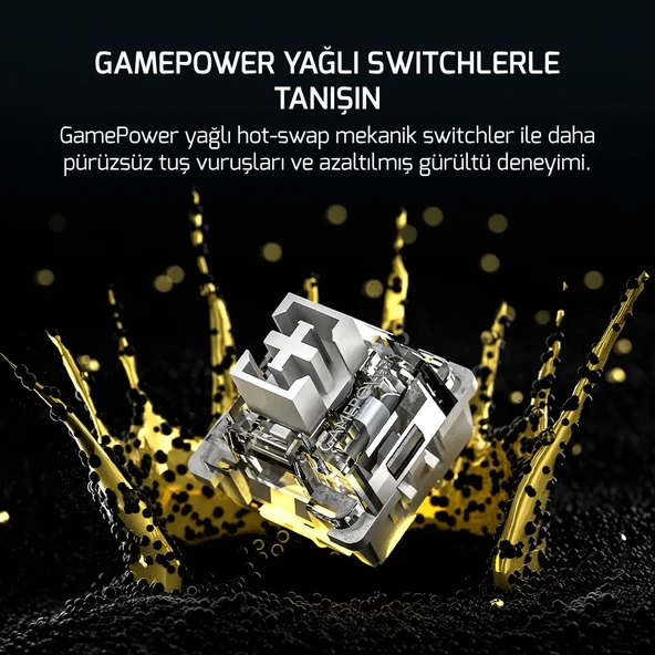 GamePower Gasket Pro X RGB Wireless/Bluetooth/Kablolu Mekanik Hot-Swap Yağlı Switch Gasket Gaming Klavye - Resim 3