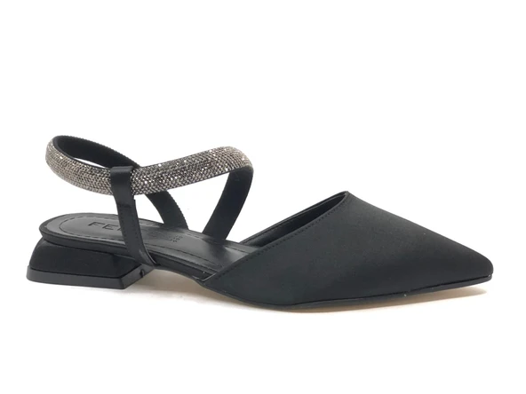 Feles Şerit Taş Detaylı Kadın Klasik Babet Ayakkabı - Resim 3