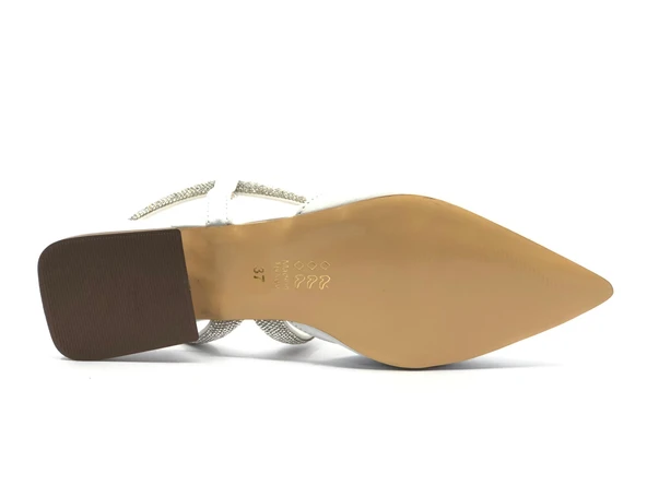 Feles Şerit Taş Detaylı Kadın Klasik Babet Ayakkabı - Resim 8