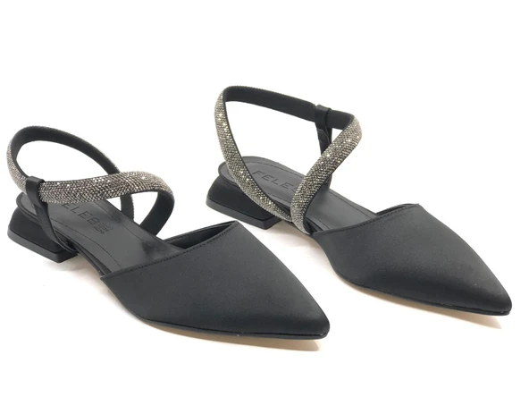 Feles Şerit Taş Detaylı Kadın Klasik Babet Ayakkabı - Resim 2