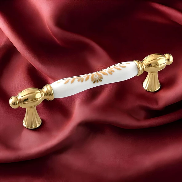Pepuza Gerçek Porselen Altın Gold 128 mm Mobilya Mutfak Kulp Çekmece Dolap Kulplar Kulpu Kulbu - 7