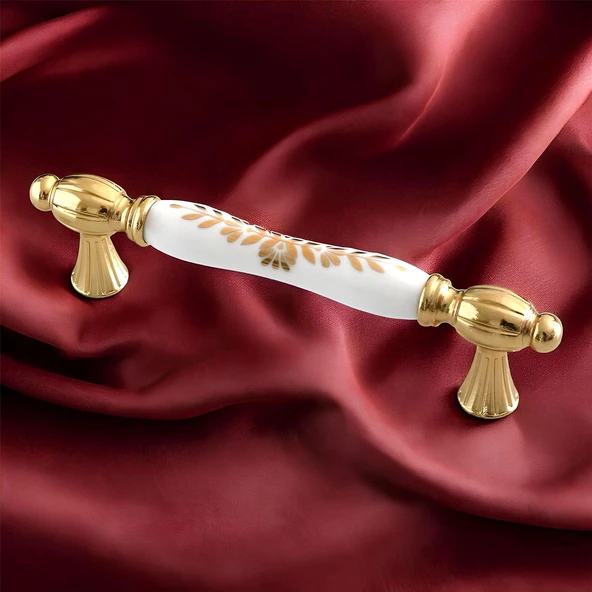 Pepuza Gerçek Porselen Altın Gold 128 mm Mobilya Mutfak Kulp Çekmece Dolap Kulplar Kulpu Kulbu - 8