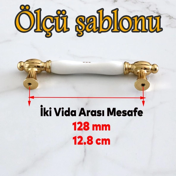 Pepuza Gerçek Porselen Altın Gold 128 mm Mobilya Mutfak Kulp Çekmece Dolap Kulplar Kulpu Kulbu - 2