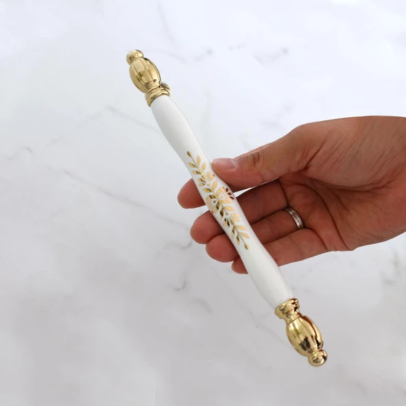 Pepuza Gerçek Porselen Altın Gold 192 mm Mobilya Mutfak Kulp Çekmece Dolap Kulplar Kulpu Kulbu - Resim 3