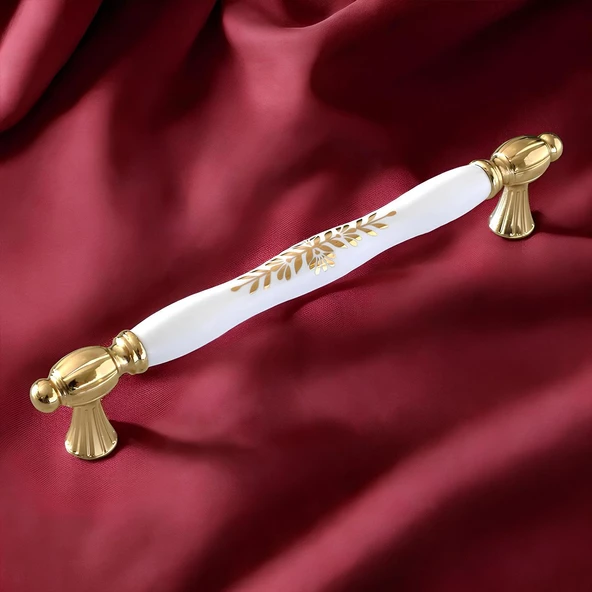 Pepuza Gerçek Porselen Altın Gold 192 mm Mobilya Mutfak Kulp Çekmece Dolap Kulplar Kulpu Kulbu - Resim 7