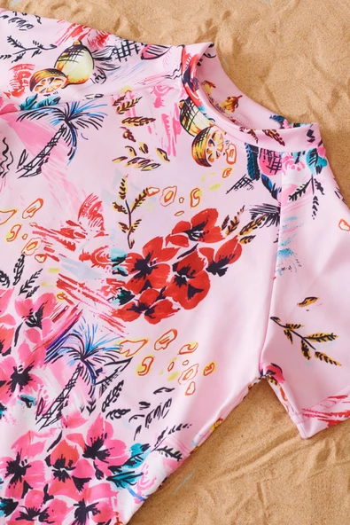 Pembe Şapkalı Kız Çocuk Mayo Takımı 19050 - 2