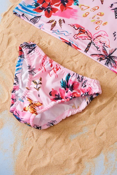 Pembe Şapkalı Kız Çocuk Mayo Takımı 19050 - 3