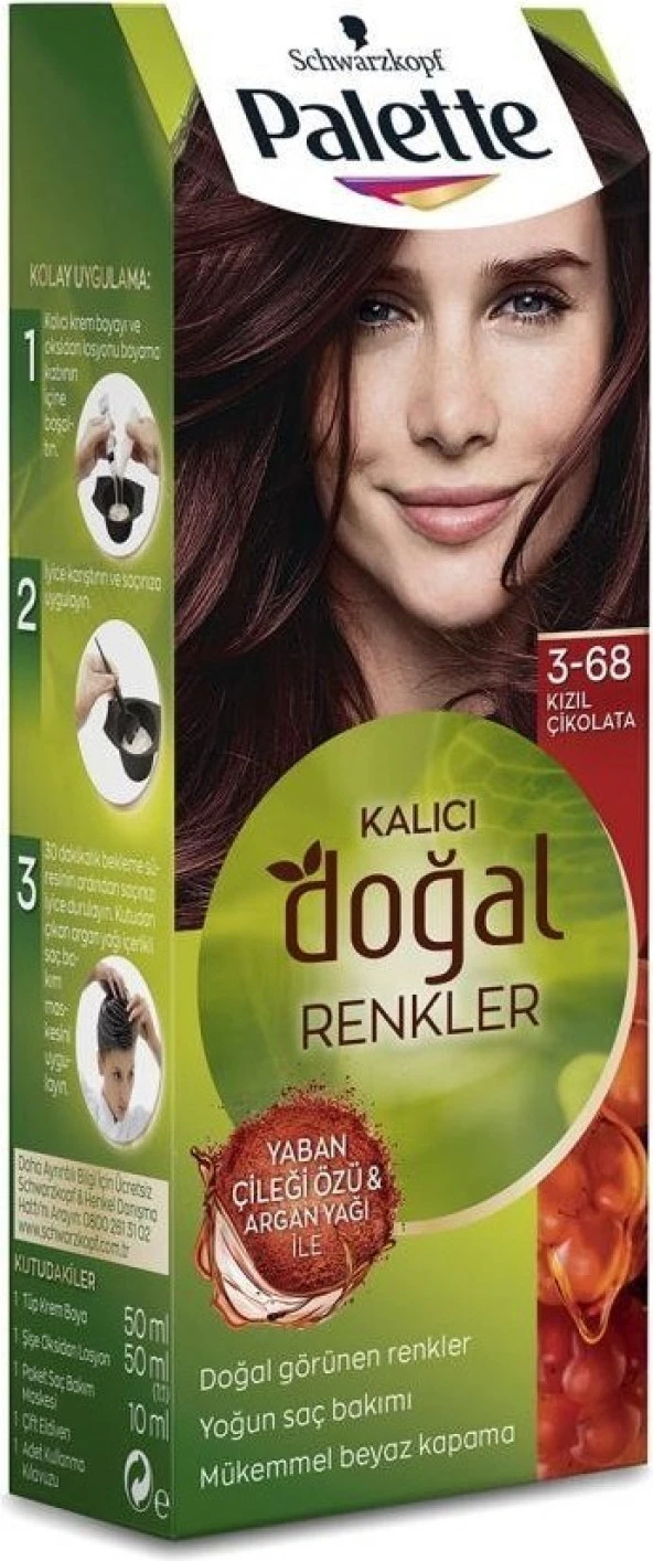 Schwarzkopf Palette Kalıcı Doğal Renkler 3-68 Kızıl Çikolata Saç Boyası - Resim 3