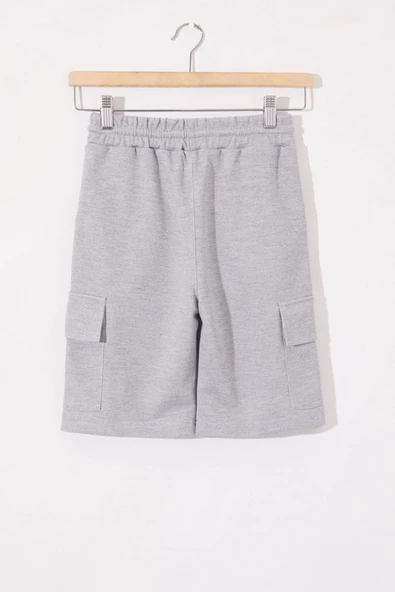 Gri Kargo Cepli Erkek Çocuk Beli Lastikli Şort 18800 - 5